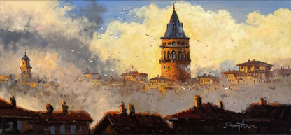 Galata Kulenin Fısıltısı Yağlı Boya Tablosu