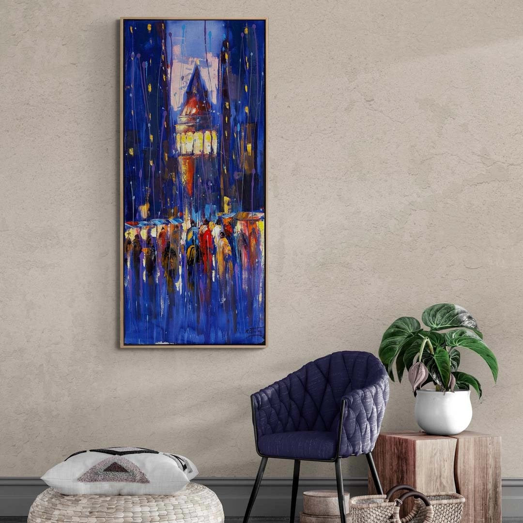 Galata Kulesi'nin Gecesi Yağlı Boya Tablosu