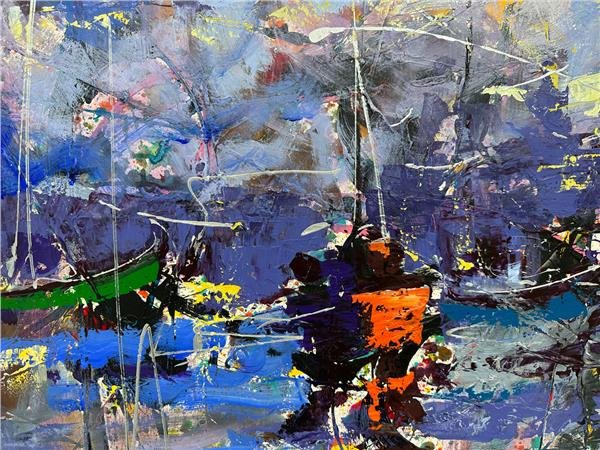 Galata Kulesi Önlerinde Yağlı Boya Tablosu