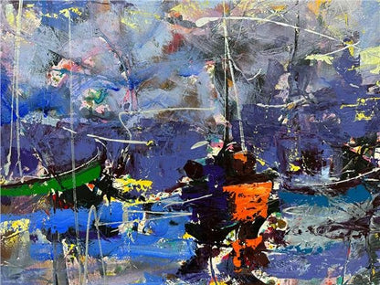 Galata Kulesi Önlerinde Yağlı Boya Tablosu