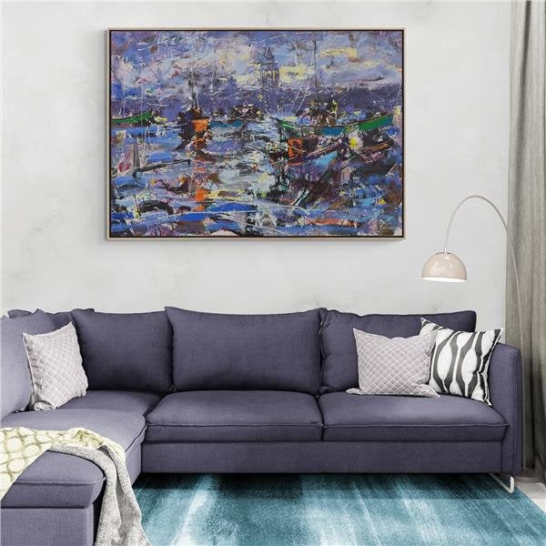 Galata Kulesi Önlerinde Yağlı Boya Tablosu