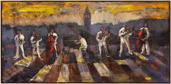 Galata Kulesi Orkestrası Yağlı Boya Tablosu