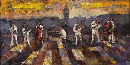 Galata Kulesi Orkestrası Yağlı Boya Tablosu