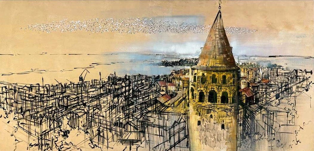 Galata'nın Görkemli Silueti Yağlı Boya Tablosu