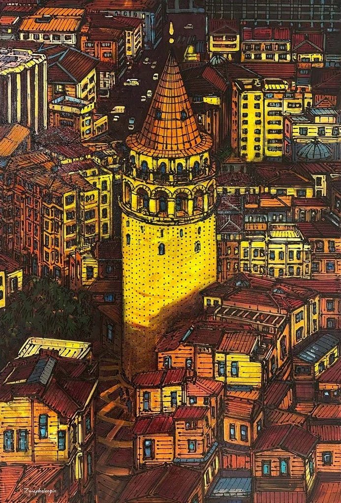 Galata'nın Işığında İstanbul Yağlı Boya Tablosu