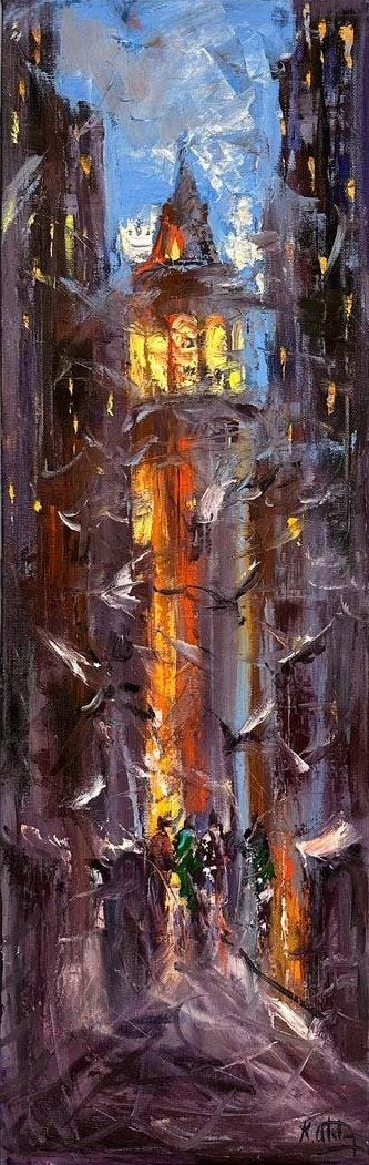 Galata'nın Kanat Çırpışları Yağlı Boya Tablosu