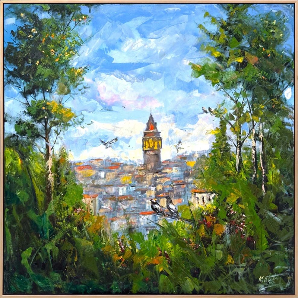 Galata'nın Manzarası Yağlı Boya Tablosu