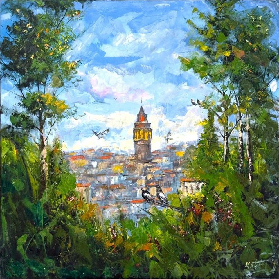 Galata'nın Manzarası Yağlı Boya Tablosu