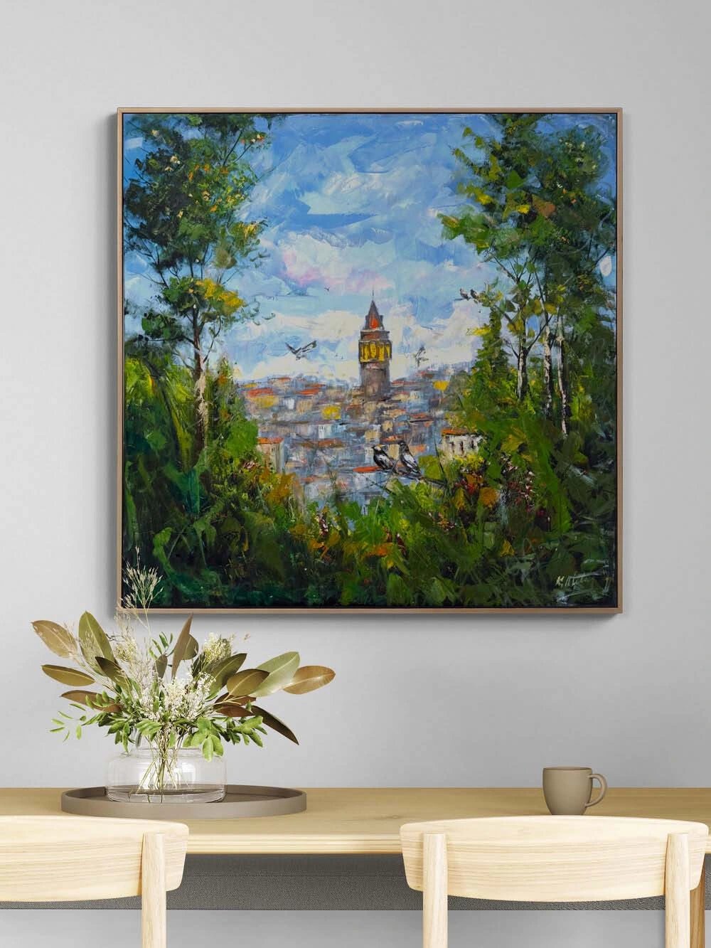 Galata'nın Manzarası Yağlı Boya Tablosu