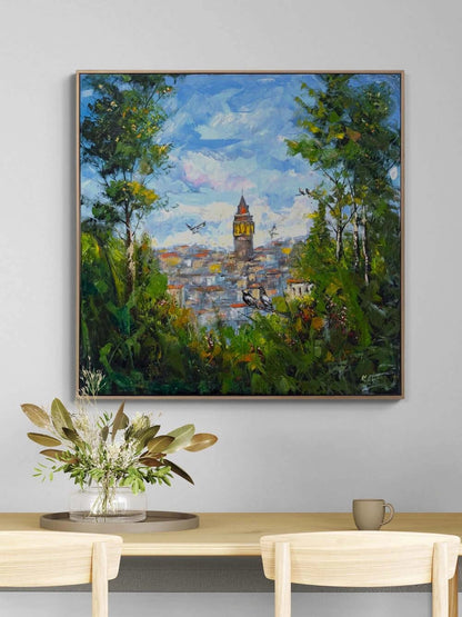 Galata'nın Manzarası Yağlı Boya Tablosu