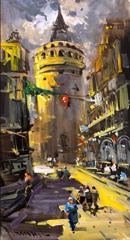 Galata'nın Yanında Yağlı Boya Tablosu