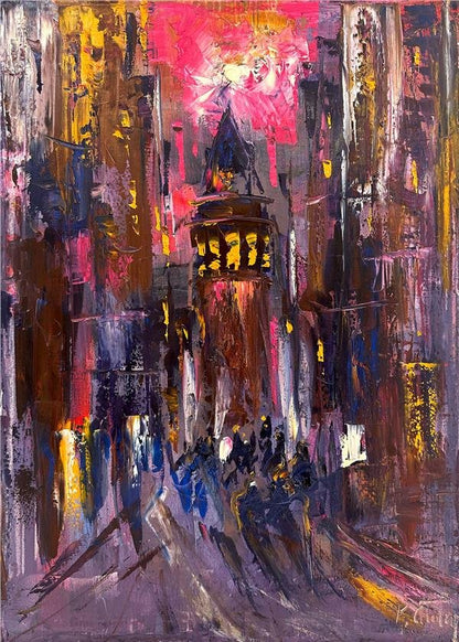 Galata Kulesi Yokuşu Yağlı Boya Tablosu