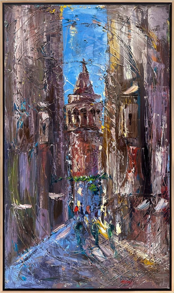 Galata'nın Sessiz Sokakları Yağlı Boya Tablosu