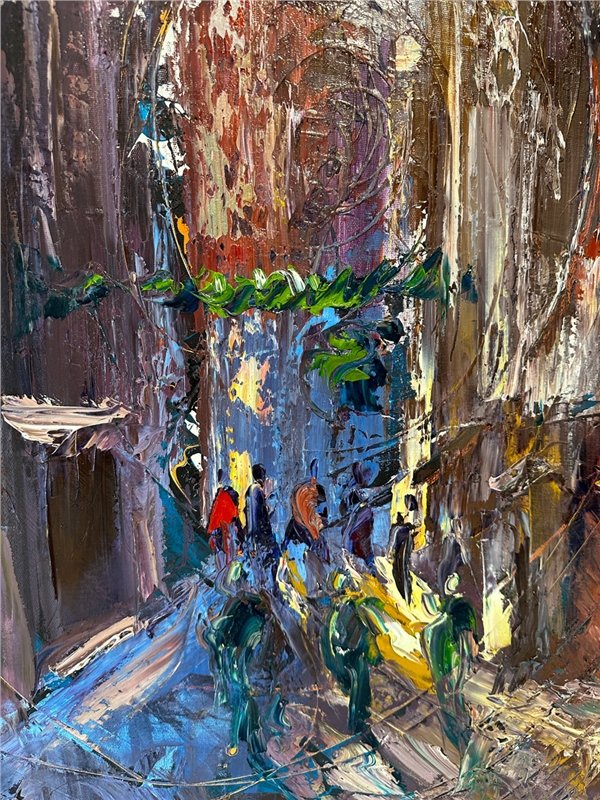 Galata'nın Sessiz Sokakları Yağlı Boya Tablosu