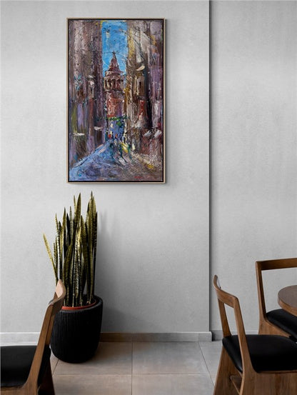 Galata'nın Sessiz Sokakları Yağlı Boya Tablosu