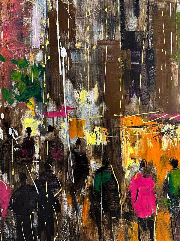 Galata Sokakları Severleri Yağlı Boya Tablosu