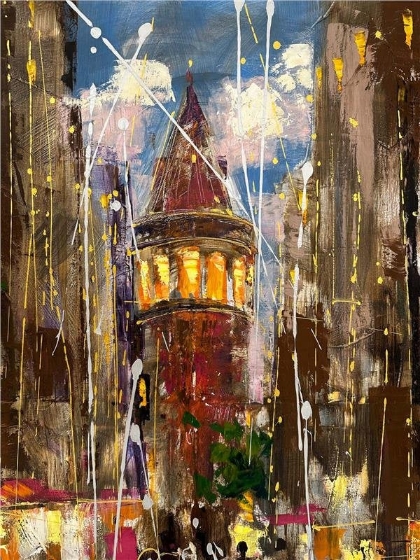 Galata Sokakları Severleri Yağlı Boya Tablosu