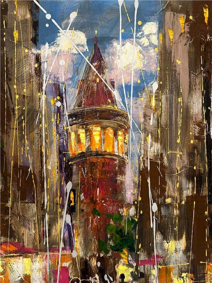 Galata Sokakları Severleri Yağlı Boya Tablosu