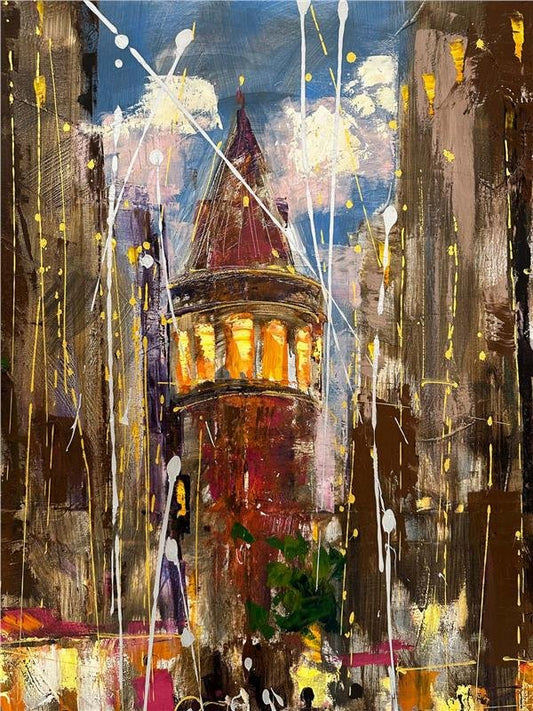Galata Sokakları Severleri Yağlı Boya Tablosu