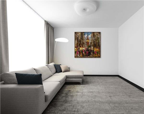 Galata Sokakları Severleri Yağlı Boya Tablosu