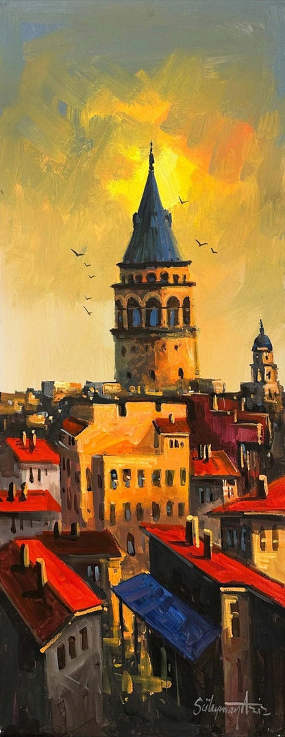 Galata’dan Bakış Yağlı Boya Tablosu