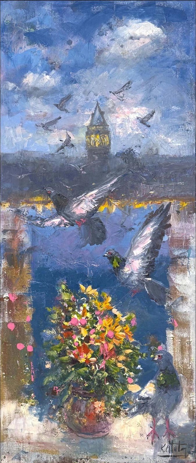 Galata’nın Kanatları Yağlı Boya Tablosu