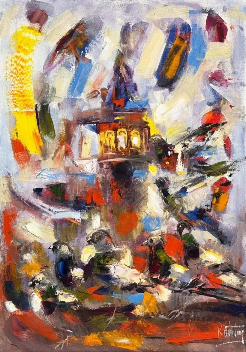 Galata’nın Sessiz Tanıkları Yağlı Boya Tablosu