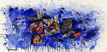 Gazete Sayfalarında Renkli İzler Yağlı Boya Tablosu