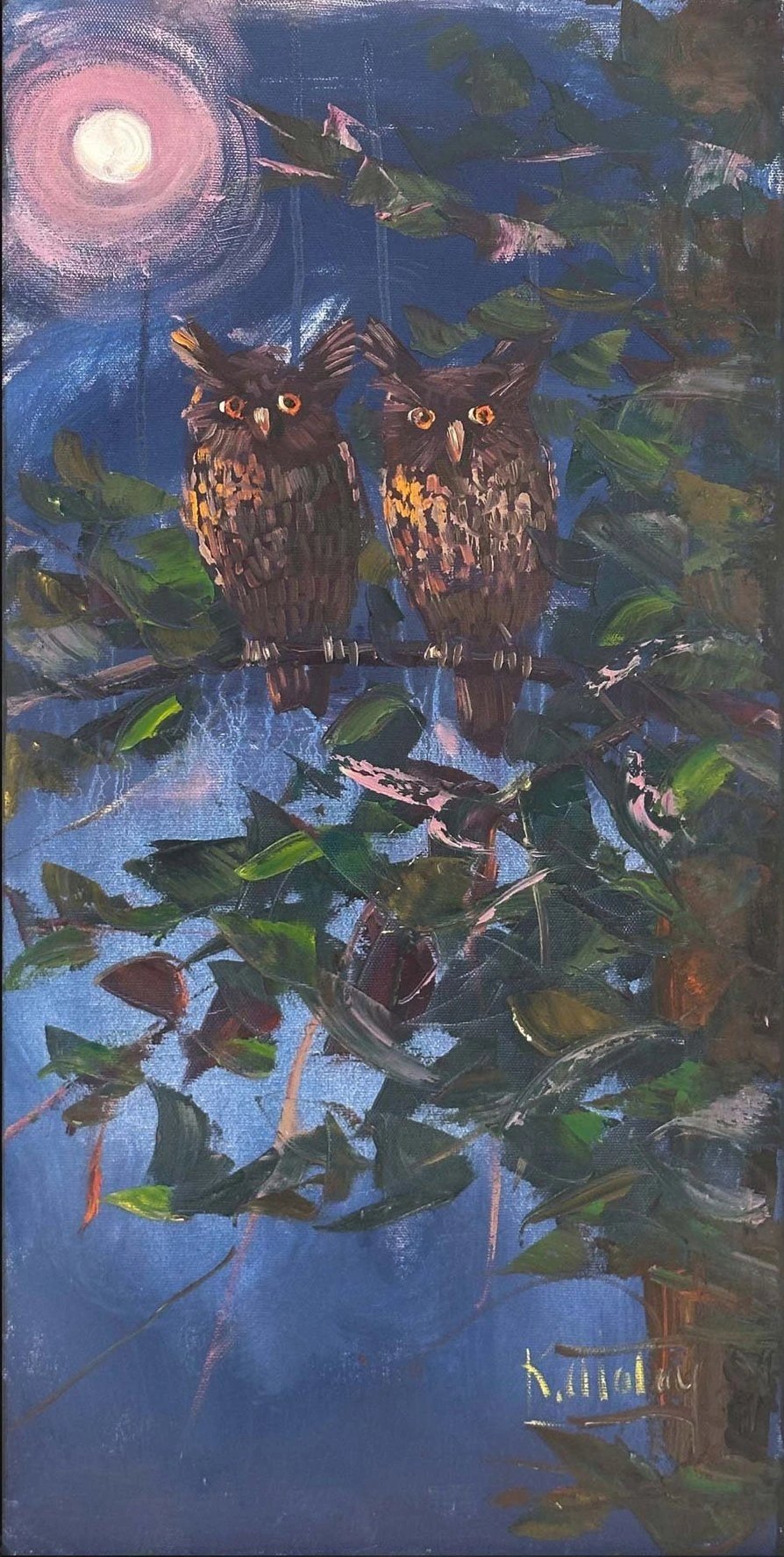 Gece Baykuşlar Yağlı Boya Tablosu