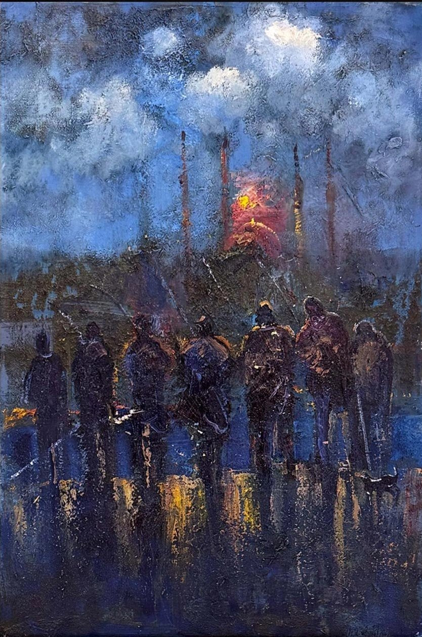 Gece İstanbul Balıkçıları Yağlı Boya Tablosu