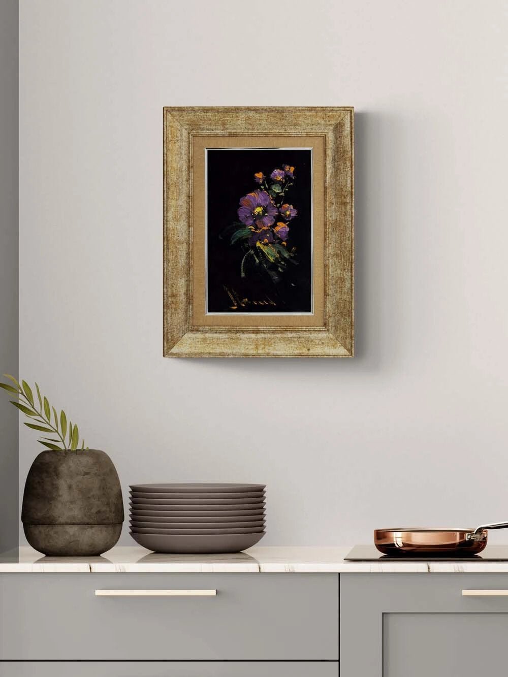 Gece Menekşesi Yağlı Boya Tablosu