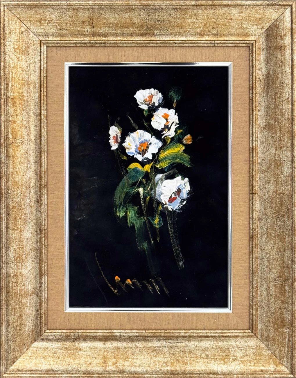 Gecenin İçinde Çiçekler Yağlı Boya Tablosu