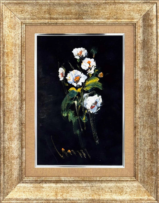 Gecenin İçinde Çiçekler Yağlı Boya Tablosu