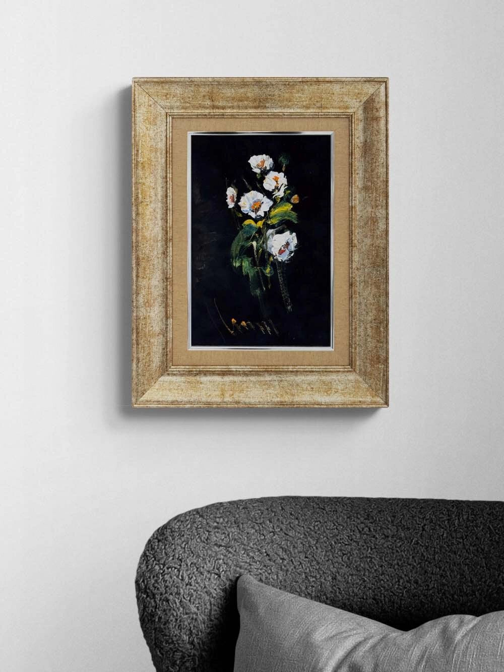 Gecenin İçinde Çiçekler Yağlı Boya Tablosu