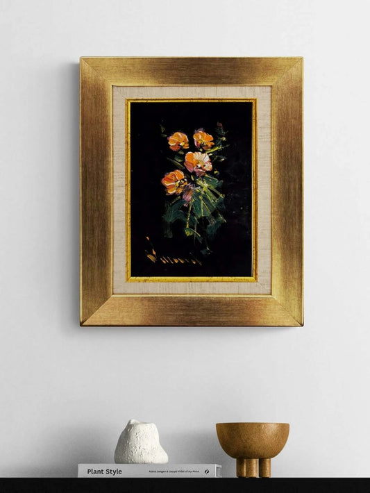 Gecenin Kalbinde Çiçek Yağlı Boya Tablosu