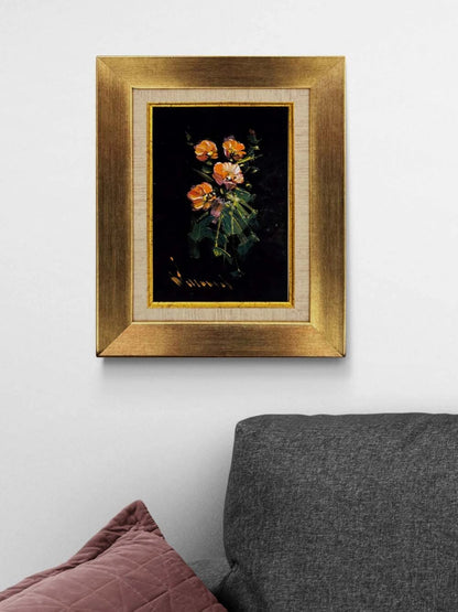 Gecenin Kalbinde Çiçek Yağlı Boya Tablosu