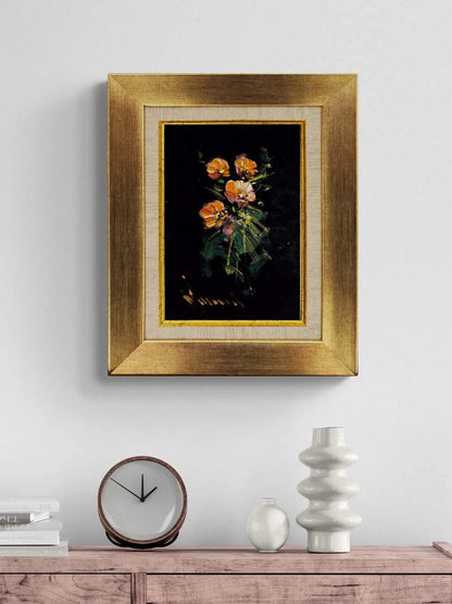 Gecenin Kalbinde Çiçek Yağlı Boya Tablosu