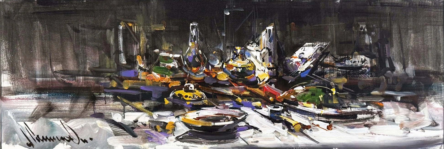 Geceye Kurulan Sofra Yağlı Boya Tablosu