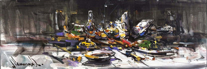 Geceye Kurulan Sofra Yağlı Boya Tablosu