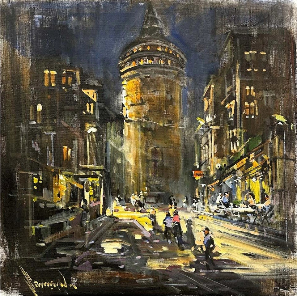 Geçmişin Fısıltısıda Galata Yağlı Boya Tablosu