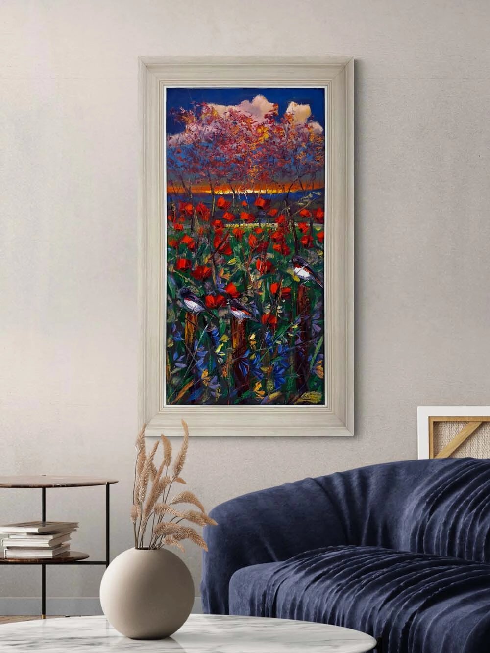 Gelincik Bahçesinde Gece Yağlı Boya Tablosu