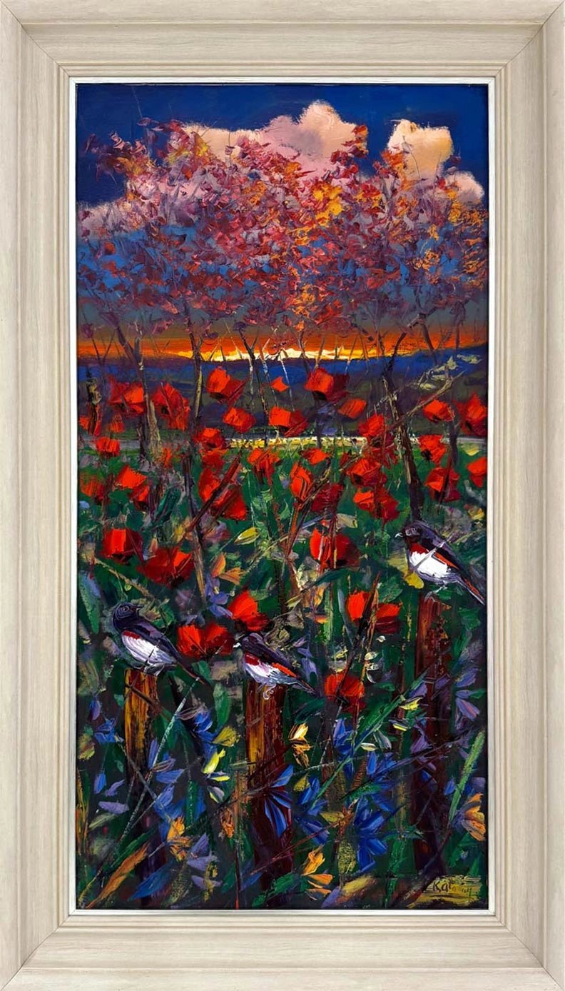 Gelincik Bahçesinde Gece Yağlı Boya Tablosu