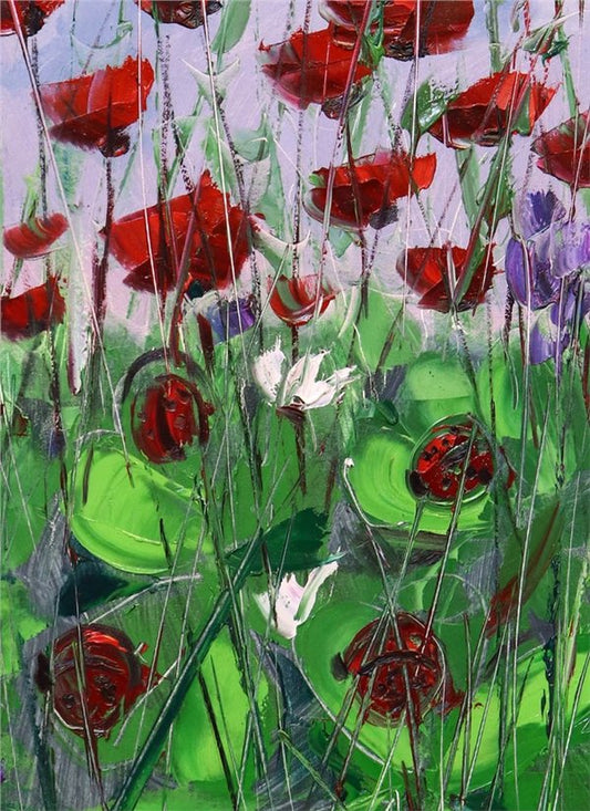 Gelincikler ve Uğur Böcekleri Yağlı Boya Tablosu