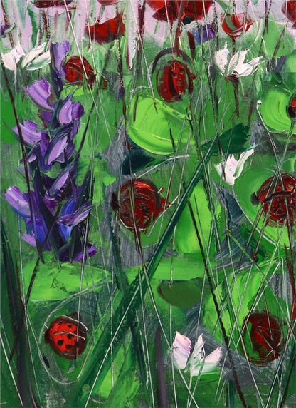 Gelincikler ve Uğur Böcekleri Yağlı Boya Tablosu