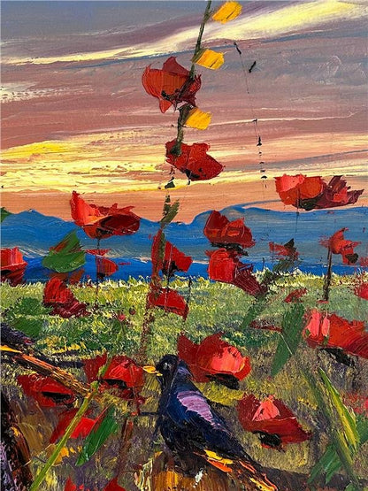 Günbatımı Gelincikleri Yağlı Boya Tablosu