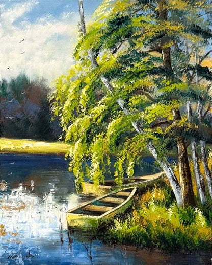 Göl Kıyısında Yağlı Boya Tablosu