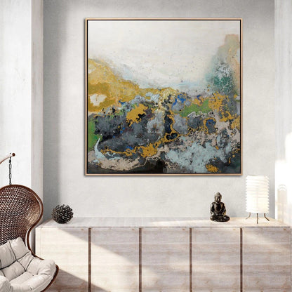 Gold Dalgalar Siparişe Özel Soyut Yağlı Boya Tablo
