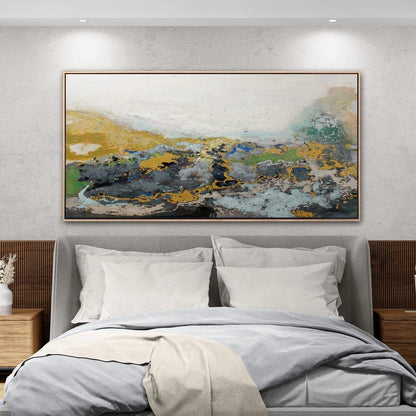 Gold Dalgalar Siparişe Özel Soyut Yağlı Boya Tablo