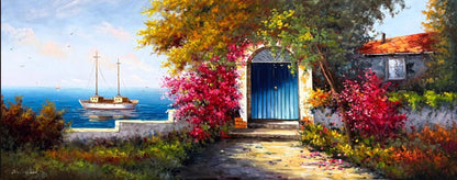 Gönül Kapısında Erguvanlar Yağlı Boya Tablosu