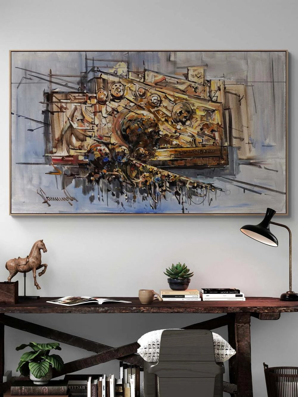 Gri Senfoni Yağlı Boya Tablosu